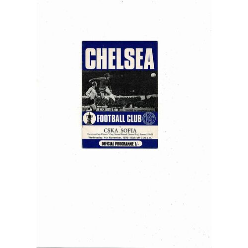 Chelsea v CSKA Sofia European Cup Winners Cup Football Programme 1970/71