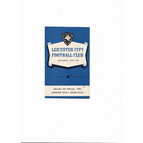 1957/58 Leicester City v Aston Villa Football Programme