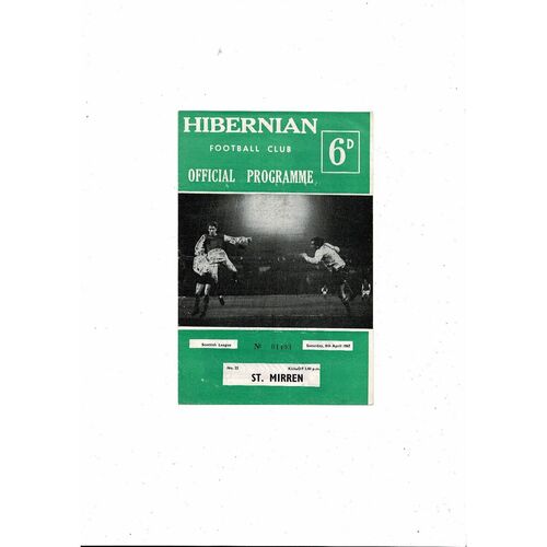 1966/67 Hibernian v St Mirren Football Programme