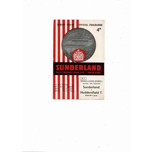 1959/60 Sunderland v Huddersfield Town Football Programme