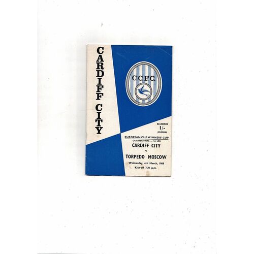 Cardiff City v Torpedo Moscow European Cup Winners Cup Football Programme 1967/68