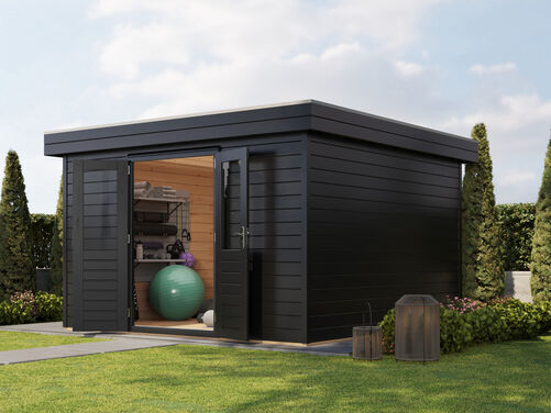 3.6mtr x 3.6mtr 44mm walled Flat Roof Cabin