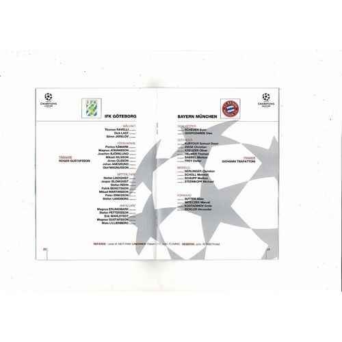 Gothenburg v Bayern Munich Champions League Football Programme 1994/1995