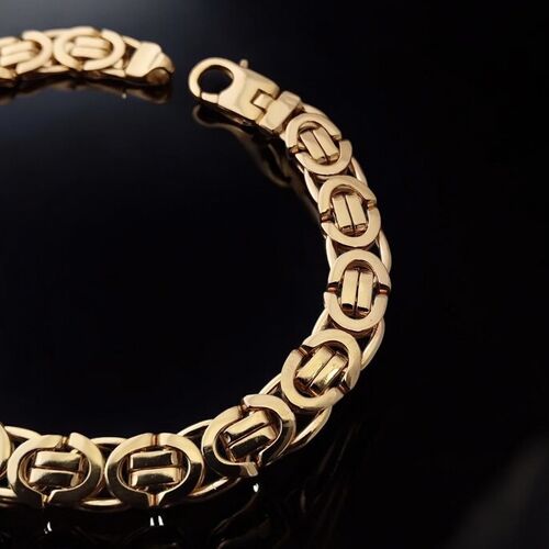 9ct yellow gold flat byzantine bracelet 