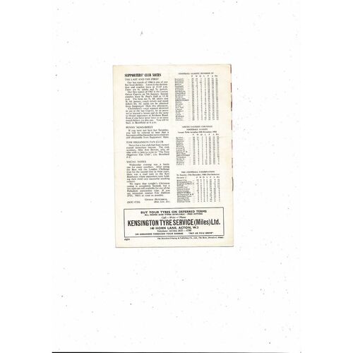 1966/67 Brentford v Barnsley Football Programme