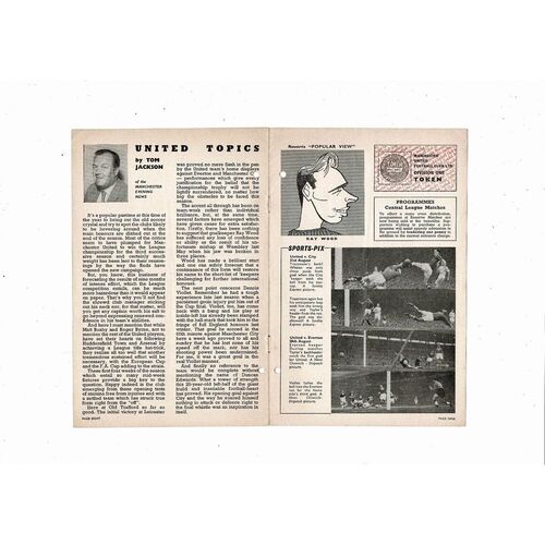 1957/58 Manchester United v Leeds United Football Programme