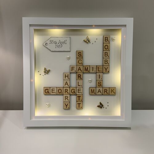XL LED Customised Scrabble Family Name Box Frame