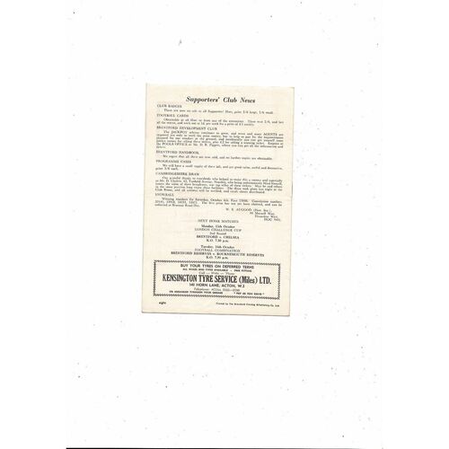 1962/63 Brentford v Southport  Football Programme