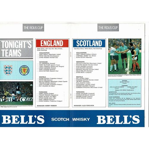 1986 England v Scotland Football Programme