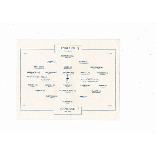 1957/58 England v Scotland U23 International Football Programme