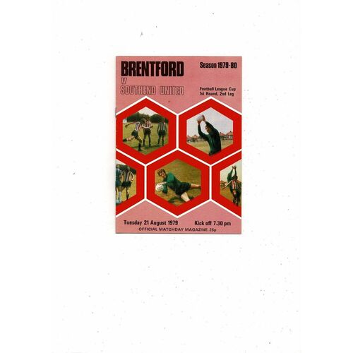 1979/80 Brentford v Southend United League Cup Football Programme