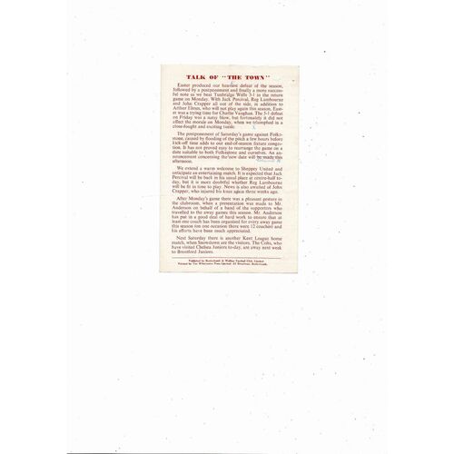 1957/58 Bexleyheath & Welling v Sheppey Kent League Football Programme
