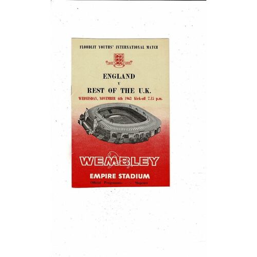 1963 England v Rest of the UK Youth International Football Programme
