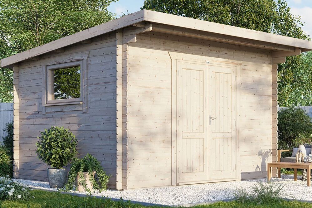 Pent Workshop Log Cabin (28mm) 14x14