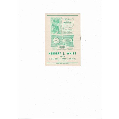 1955/56 Yeovil Town v Merthyr Southern League Football Programme