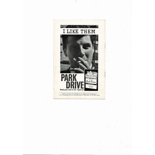 1964/65 Birmingham City v Arsenal Football Programme