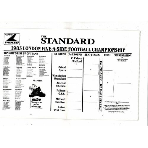 1983 London Five a side Football Programme