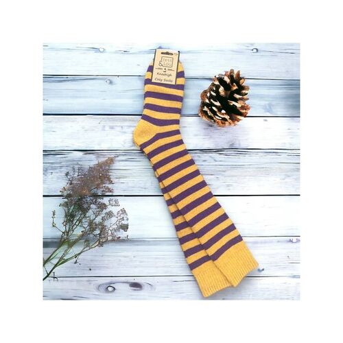 Jess & Lou Knee High/Welly Gold & Purple Striped
