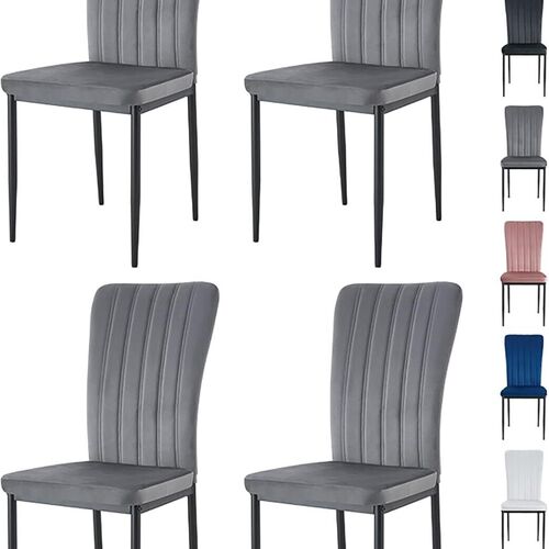 mcc direct Dining Chairs, Velvet High Back Kitchen Chairs with Upholstered Soft Seat and Metal Legs for Home, Office, Dining and Reception - Elle