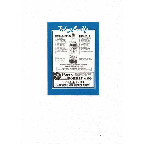 Tranmere Rovers v Crewe Alexandra Associate Members Cup 1983/84