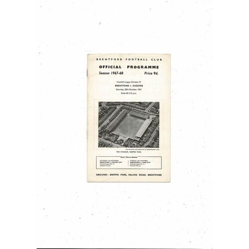1967/68 Brentford v Chester City Football Programme