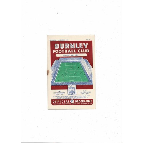 1956/57 Burnley v Sunderland Football Programme