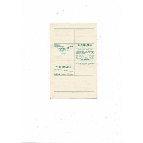 1955/56 Norwich City v Shrewsbury Town Football Programme