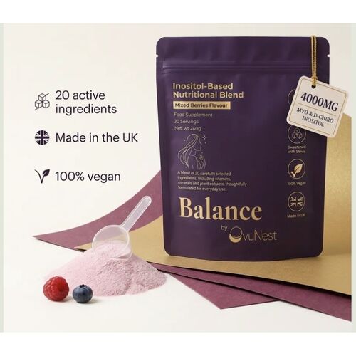 Balance by OvuNest Inositol Nutritional Blend - Hormone & Cycle Support - Mixed Berries 240g