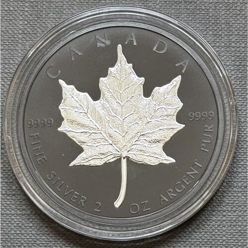 2019 2oz pure silver rhodium plated special edition maple leaf coin