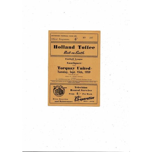 1959/60 Southport v Torquay United Football Programme