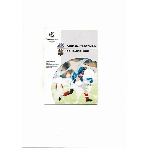 Paris St Germain v Barcelona UEFA Champions League Football Programme 1994/95