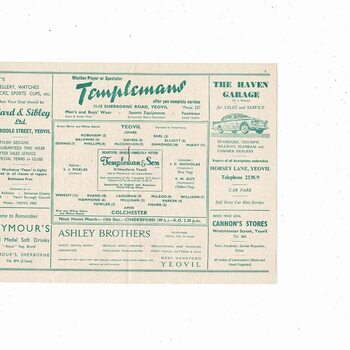 1958/59 Yeovil Town v Colchester United FA Cup Football Programme