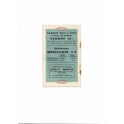 1954/55 Manchester City v Arsenal Football Programme
