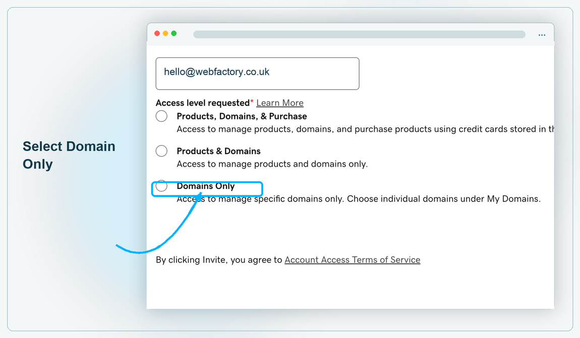 How to invite a delegate to access my GoDaddy account | Webfactory Support | Webfactory