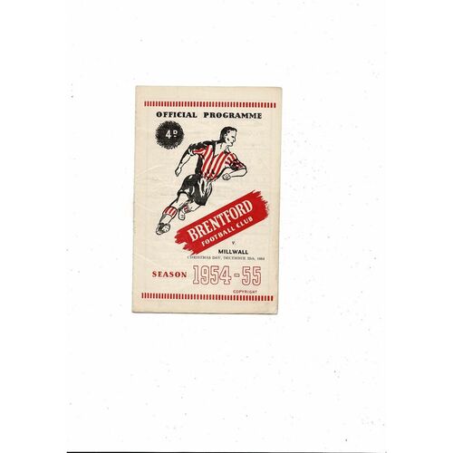 1954/55 Brentford v Millwall Football Programme