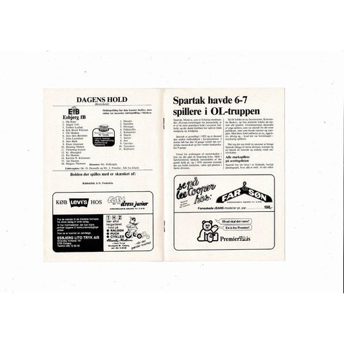 Esbjerg v Spartak Moscow European Cup Football Programme 1980/81