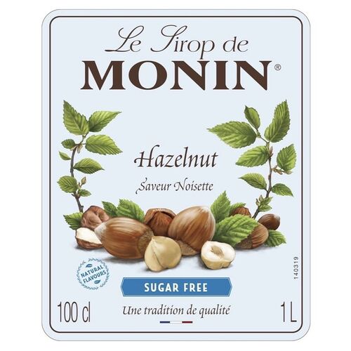 Hazelnut No Added Sugar Syrup by Monin - 1 Litre