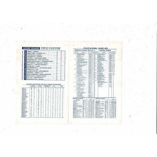 West Bromwich Albion v Manchester City Central League Football Programme 1968/69