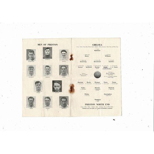 1954/55 Chelsea v Preston Championship Season Football Programme
