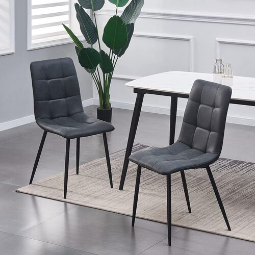 mcc direct Set of 2 Faux Matte Suede Leather Dining Chairs With metal Legs home& restaurants henri