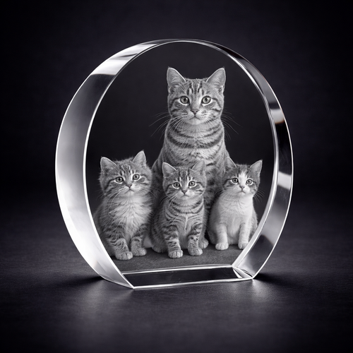 3D Crystal Circle Photo Gift UK 100×100×40mm