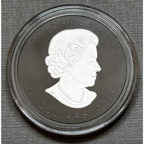 2019 2oz pure silver rhodium plated special edition maple leaf coin
