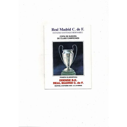 Real Madrid v Odense European Cup Football Programme 1990/91