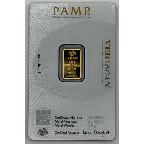 Pamp Suisse 2.5 gram pure gold bar