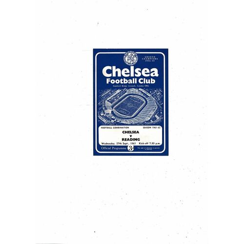 Chelsea v Reading Football Combination Programme 1961/62