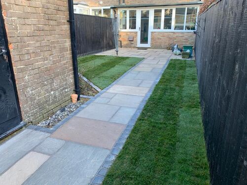 A practical and easy maintained space for entertaining. Landscaper in Dorchester