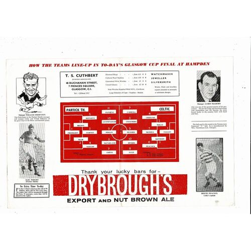 1960 Glasgow Cup Final Partick Thistle v Celtic Football Programme