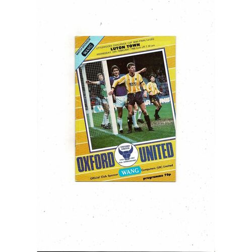 1987/88 Oxford United v Luton Town League Cup Semi Final Football Programme