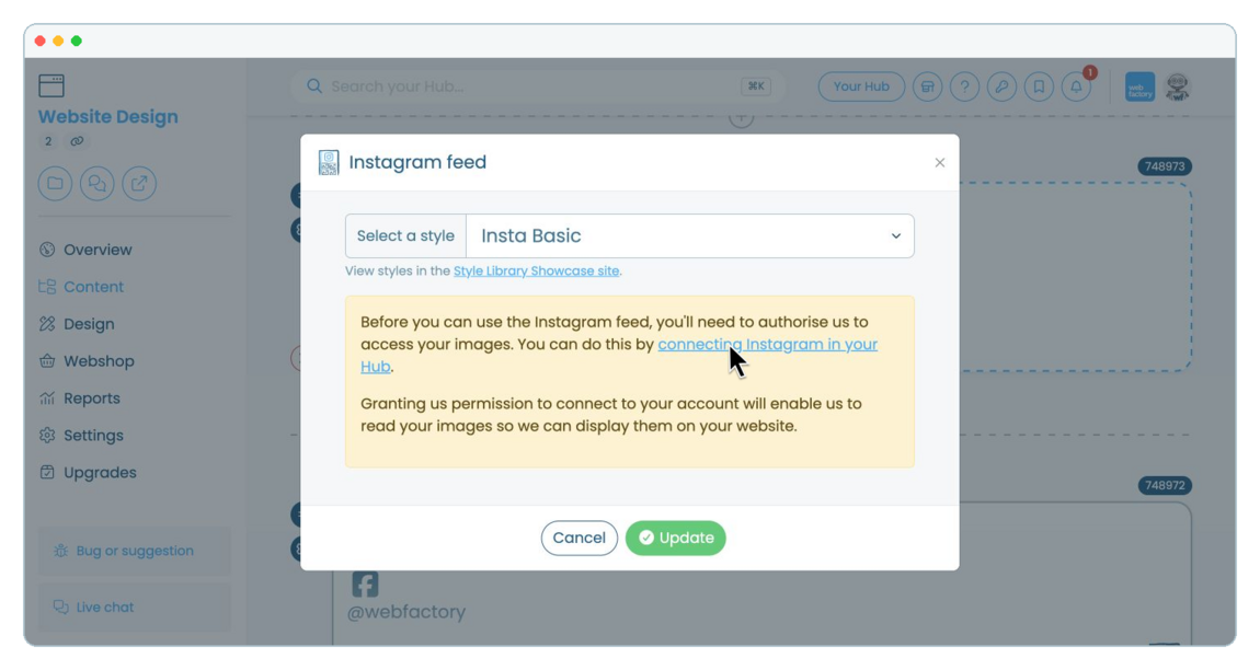 How to add an Instagram Feed to a website page | Webfactory Support | Webfactory