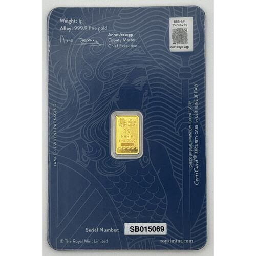 Royal mint 1g sealed gold bar